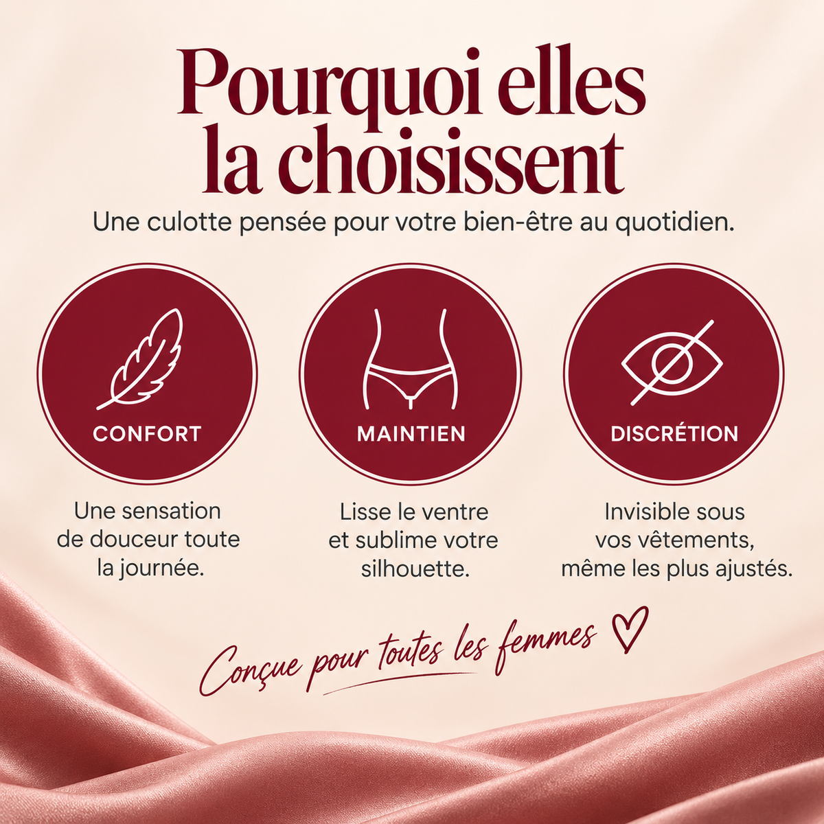 Culotte gainante ventre Lisance, bande croisée 360°