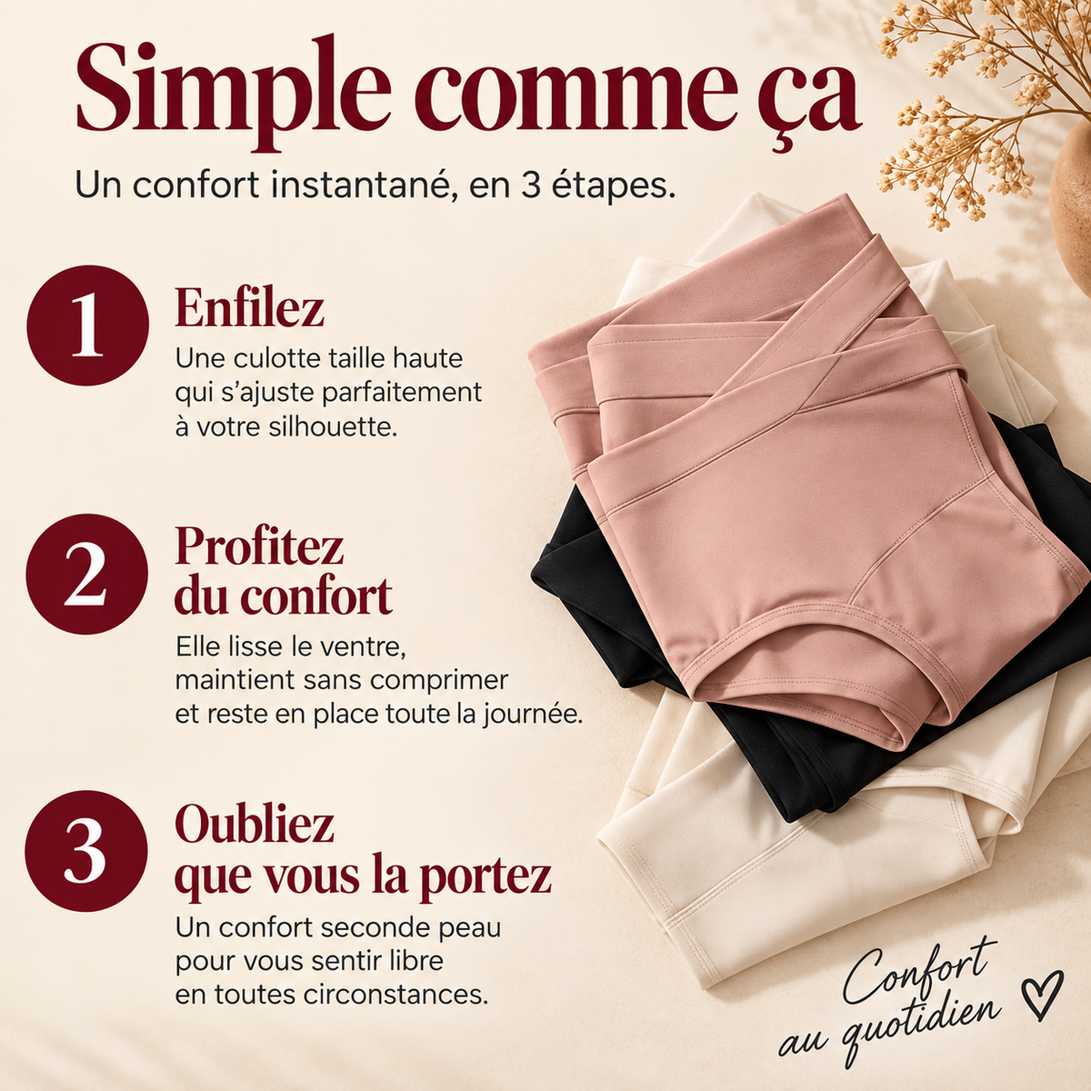 Culotte sans couture Lisance, bords finis à plat