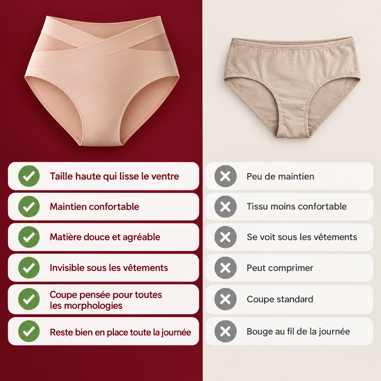 Culotte invisible sous les vêtements Lisance, détail matière